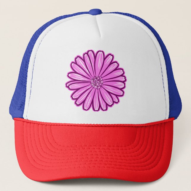 Beautiful Daisy Flower, Halftone Illustration Trucker Hat (Front)