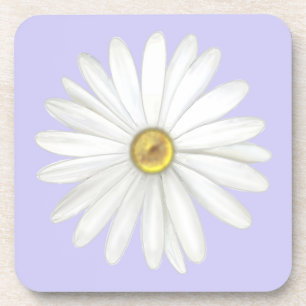 Beautiful Daisy Flower on Light Periwinkle Coaster
