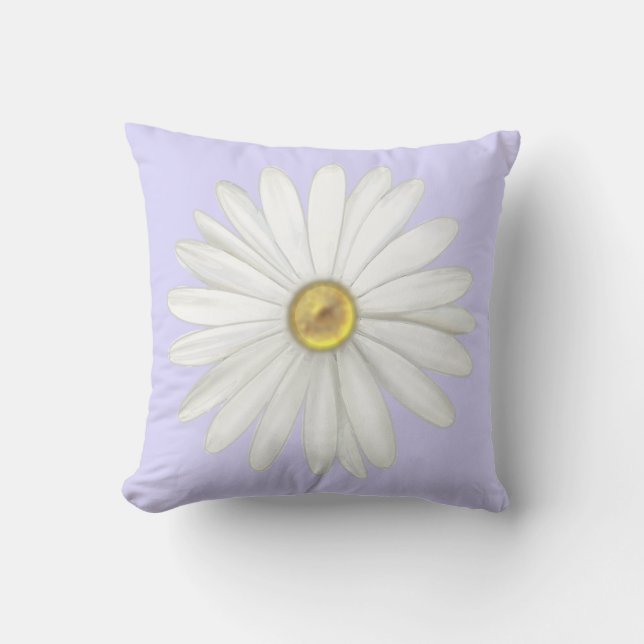 Beautiful Daisy Flower on Light Periwinkle Cushion (Front)
