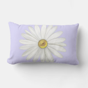 Beautiful Daisy Flower on Light Periwinkle Lumbar Cushion