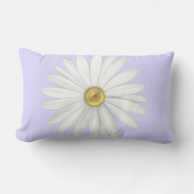 Beautiful Daisy Flower on Light Periwinkle Lumbar Cushion (Front)