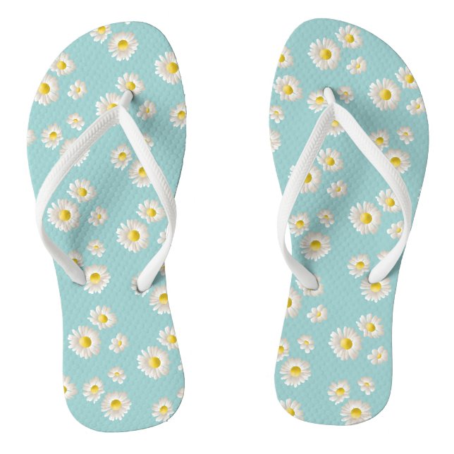 Beautiful Daisy Flower Pattern Jandals (Footbed)