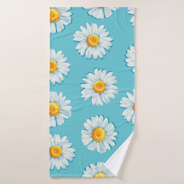 Beautiful daisy flowers seamless pattern bath towel (Bath Towel)