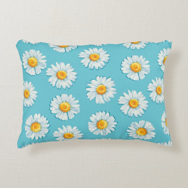 Beautiful daisy flowers seamless pattern decorative cushion (Front)