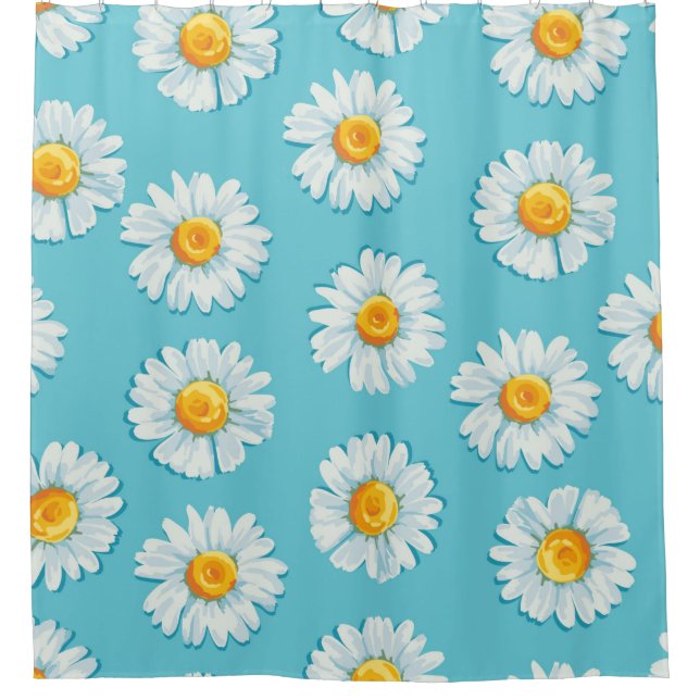 Beautiful daisy flowers seamless pattern shower curtain (Front)