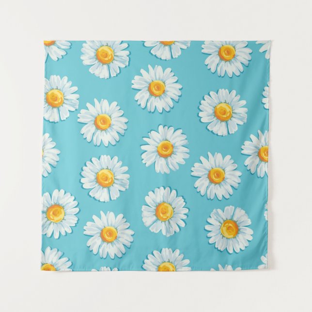 Beautiful daisy flowers seamless pattern tapestry (Front)