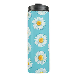 Beautiful daisy flowers seamless pattern thermal tumbler