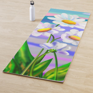 Beautiful Daisy Flowers - Spring - Drawing Yoga Mat