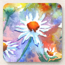 Beautiful Daisy Watercolour Drink Coasters
