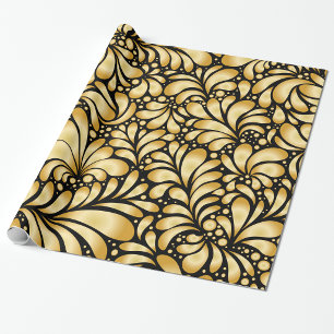 Beautiful Damask Gold & Black Wrapping paper roll