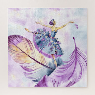 Beautiful Dancing Ballerina with Feathers Jigsaw Puzzle