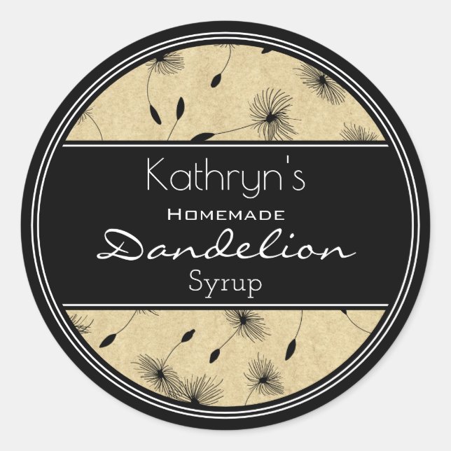 Beautiful Dandelions Personalised Classic Round Sticker (Front)