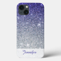 Beautiful Dark Blue Purple Glitter Ombre iPhone Ca