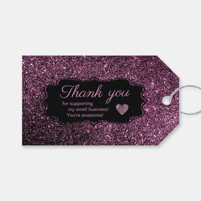 Beautiful dark glitters sparkles gift tags (Front (Horizontal))