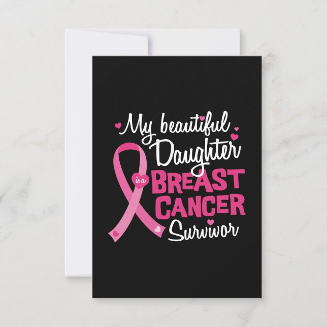 Beautiful Daughter Breast Cancer Survivor Mum Dad Card (Front)
