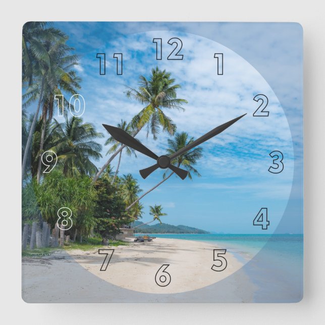 Beautiful Day at the Beach Square Wall Clock (Front)