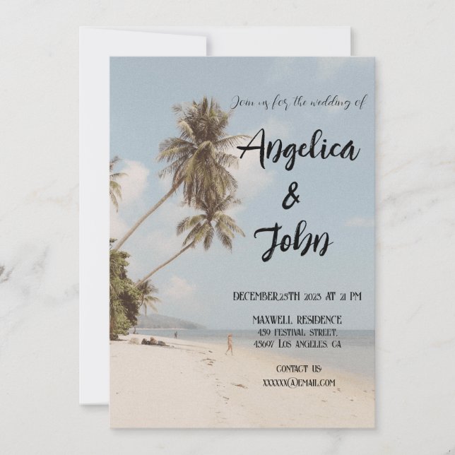 Beautiful Day Beach Travel Vacation Wedding Invitation (Front)
