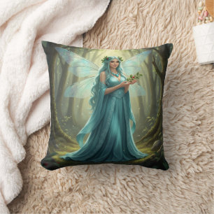Beautiful December Turquoise Fairy Cushion