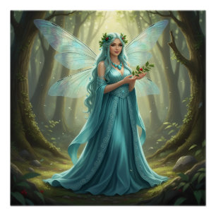Beautiful December Turquoise Fairy Poster