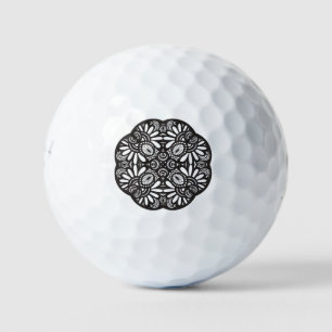 Beautiful Deco Black Square Doodle Golf Balls