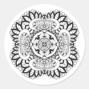 Beautiful Deco Square Doodle Classic Round Sticker