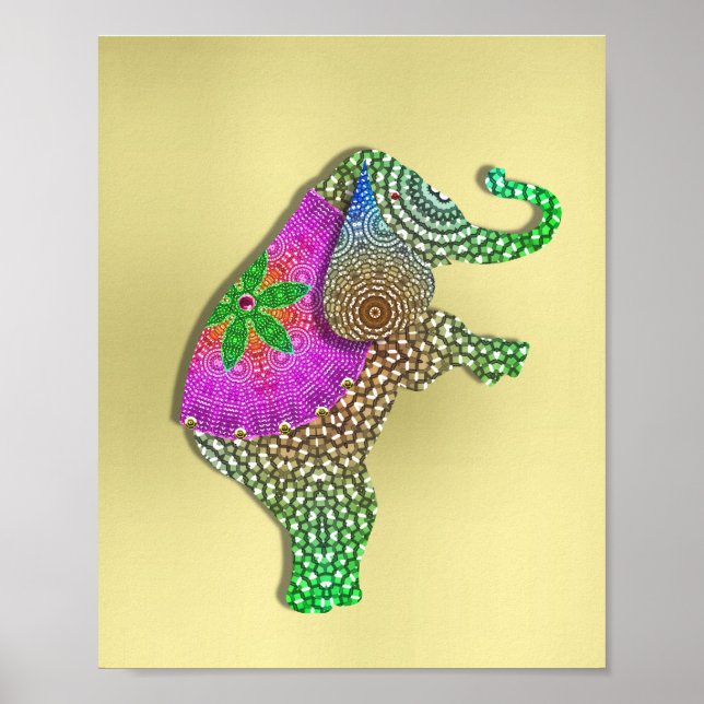 Beautiful Decorated Indian Elephant Picture Poster (Front)