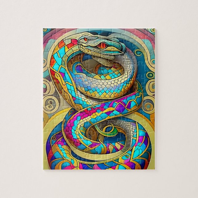 Beautiful decorative Art Deco Snake Jigsaw Puzzle (Vertical)