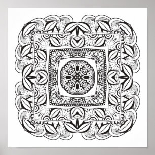Beautiful Decorative Square Doodle 2 Poster