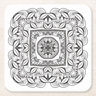 Beautiful Decorative  Square Doodle Paper Coaster