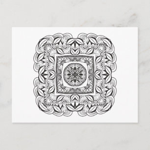 Beautiful Decorative Square Doodle Postcard