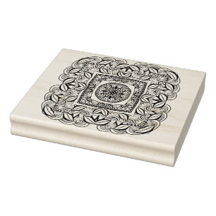 Beautiful Decorative Square Doodle Rubber Stamp