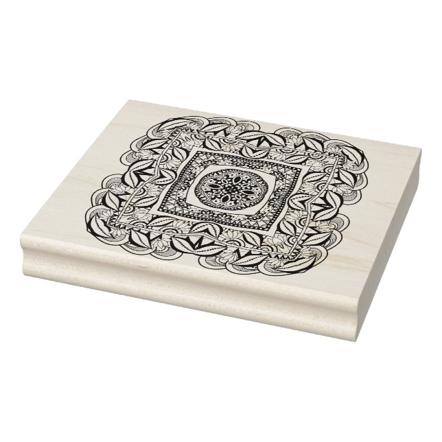 Beautiful Decorative  Square Doodle Rubber Stamp (Stamp)