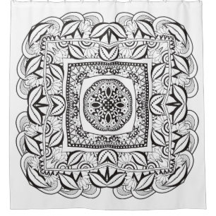 Beautiful Decorative Square Doodle Shower Curtain