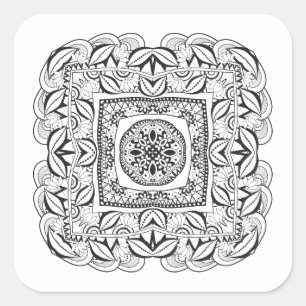 Beautiful Decorative  Square Doodle Sticker