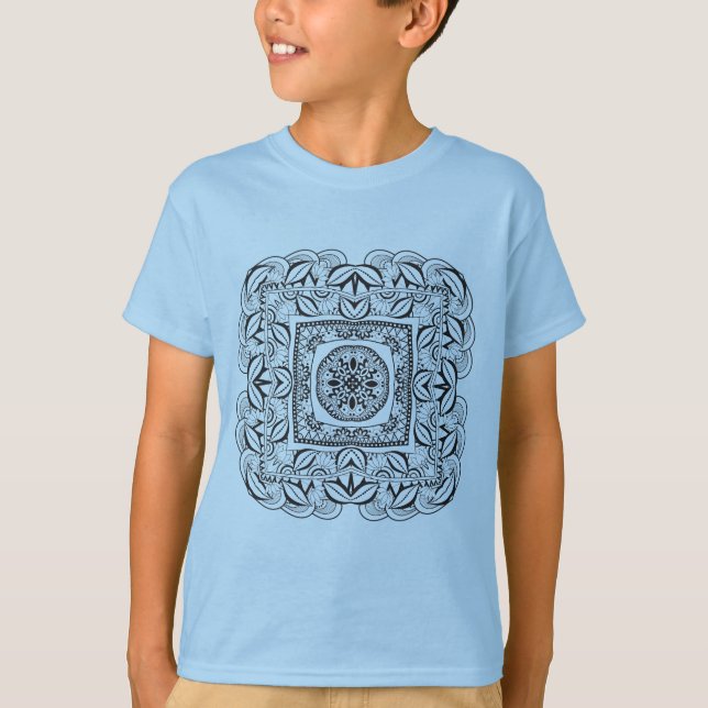Beautiful Decorative  Square Doodle T-Shirt (Front)