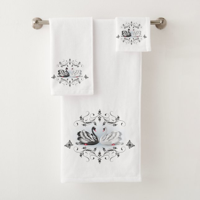 Beautiful Decorative Swans and Butterflies  Bath Towel Set (Insitu)