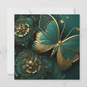 Beautiful Deep Green & Gold Butterfly