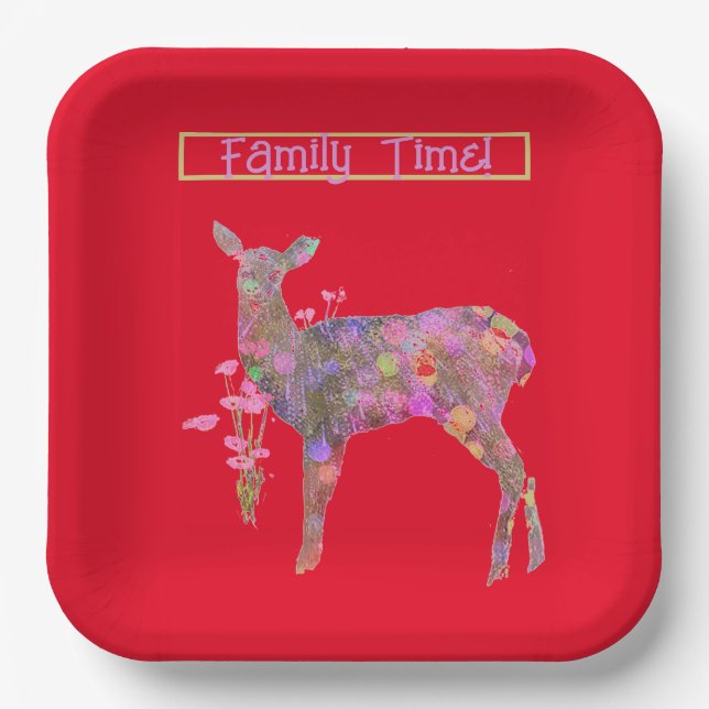 Beautiful Deer Christmas Paper Plate (Front)