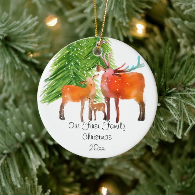 Beautiful Deer Family First  Ceramic Tree Decoration (Tree)