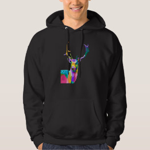 Beautiful Deer Head Colourful Stag Deer  Antlers Hoodie