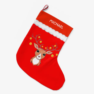 Beautiful Deer Large Christmas Stocking