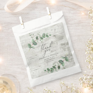 Beautiful delicate eucalyptus foliage wedding fav favour bags