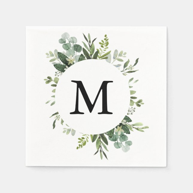 Beautiful Delicate Eucalyptus Foliage Wedding Napkin (Front)