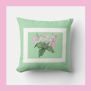 Beautiful Delicate Pink Bell Flower w/ green bkgd Cushion