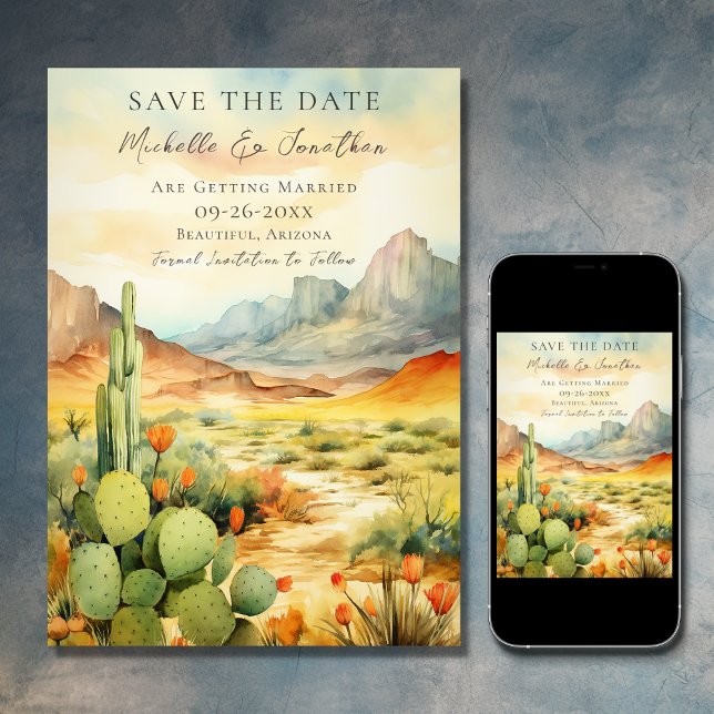 Beautiful Desert Cactus Southwestern Wedding Save The Date (Beautiful Desert Cactus Southwestern Wedding Save The Date)