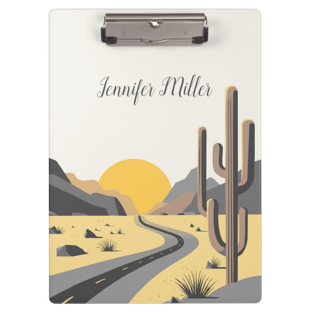 Beautiful desert sunrise with mountain view clipboard (Front)