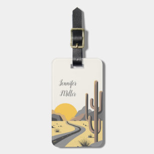 Beautiful desert sunrise with mountain view luggage tag