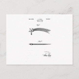 Beautiful design patent, of a shooting star. postcard