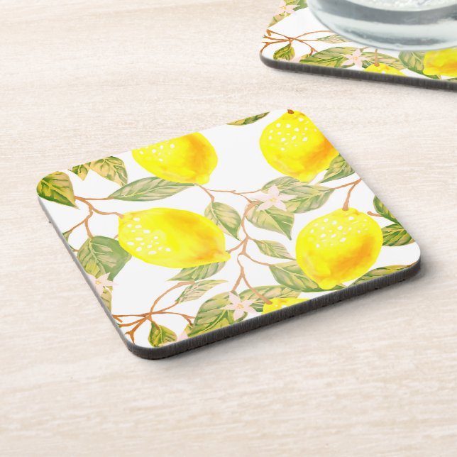 Beautiful design watercolor lemon coaster (Left Side)