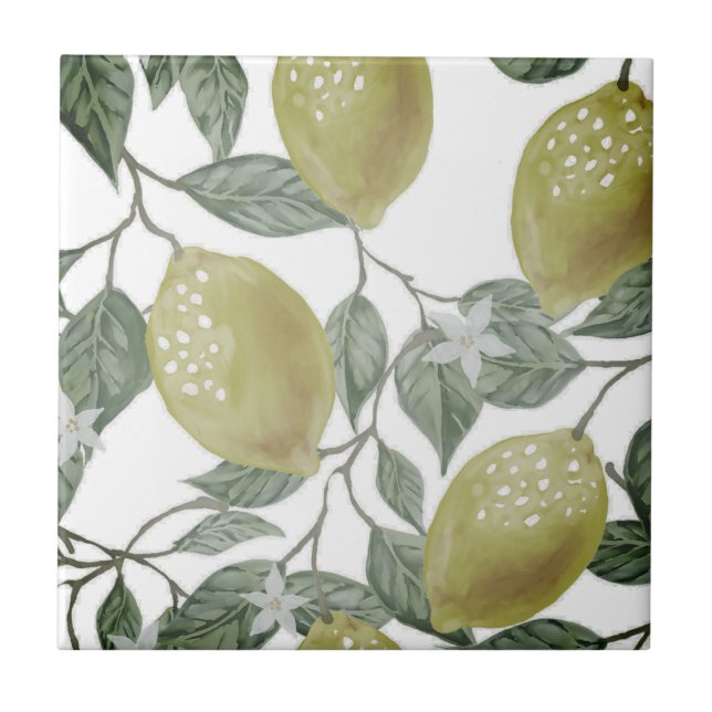 Beautiful design watercolor lemon tile (Front)
